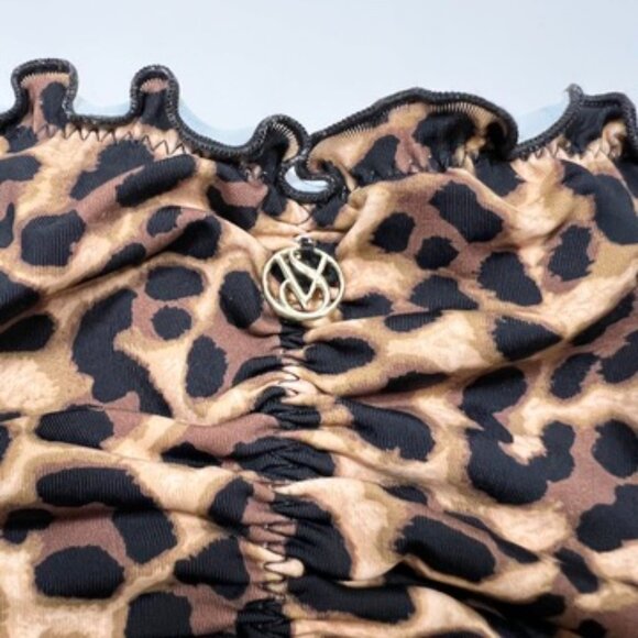 Victoria Secret Small S Bikini Bottom Ruffle Cheeky Ruched Back Leopard Print - Picture 6 of 7